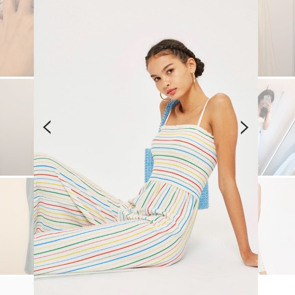 topshop rainbow striped jumpsuit